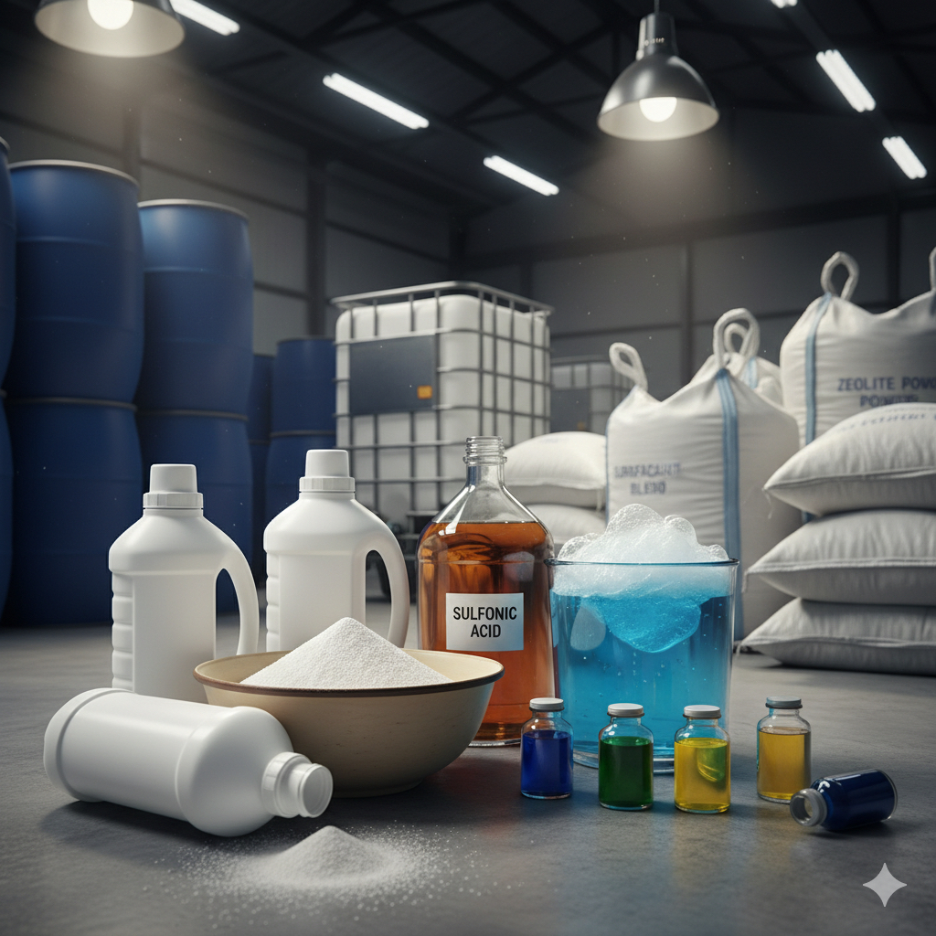 Detergent raw materials like sulfonic acid and surfactants